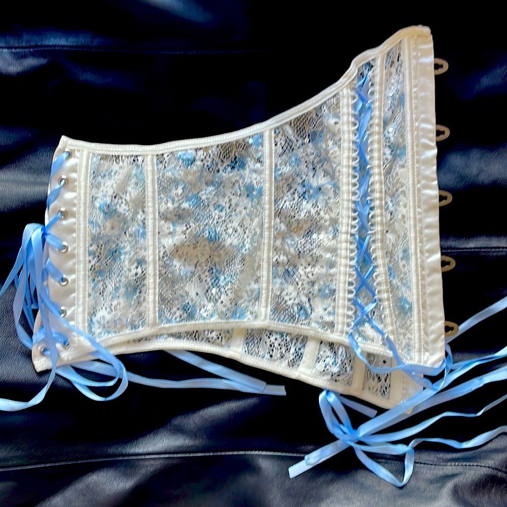 White and Blue Sparkle Corset